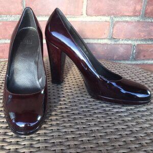 STUART WEITZMAN 'Nuswoon' Burgundy Wine Red Patent Leather Platform Pumps 9 9.5